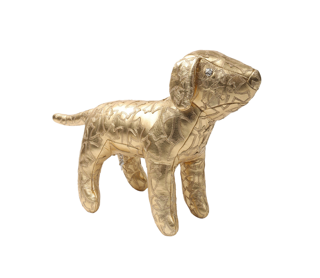 Chrome Hearts Leather Cross Patch Dog (Gold)