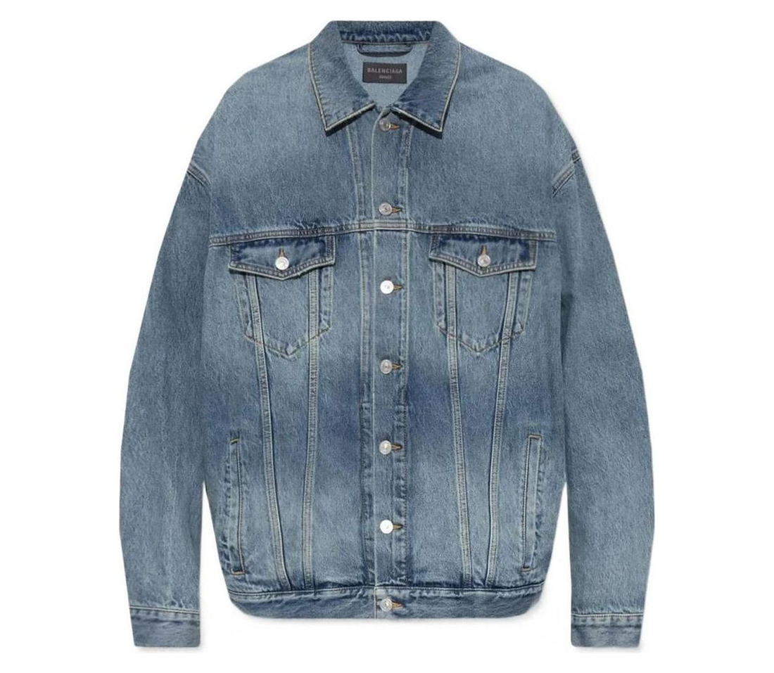 Balenciaga 'Bleached-Effect' Denim Jacket (Blue)