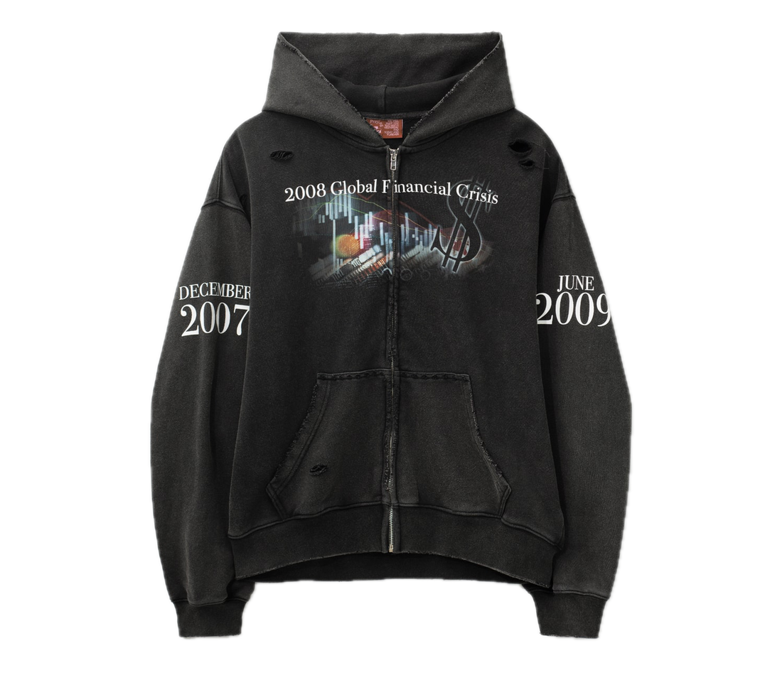 Praying 'Financial Crisis' Destroyed Zip Up (Black)