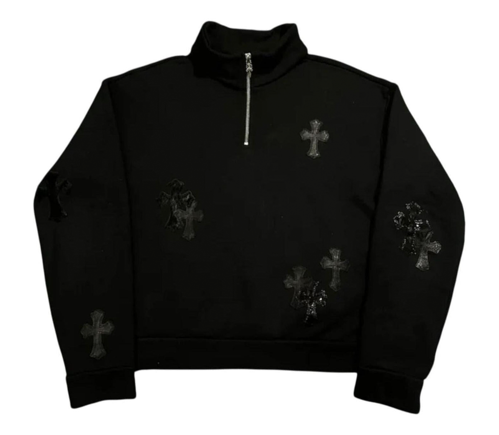 ア*キ様 初期CHROME HEARTS キャミソール ブラックUSA Chrome Hearts 'Paper Jam' Quarter Zip W Crosses (Black) | Repeat