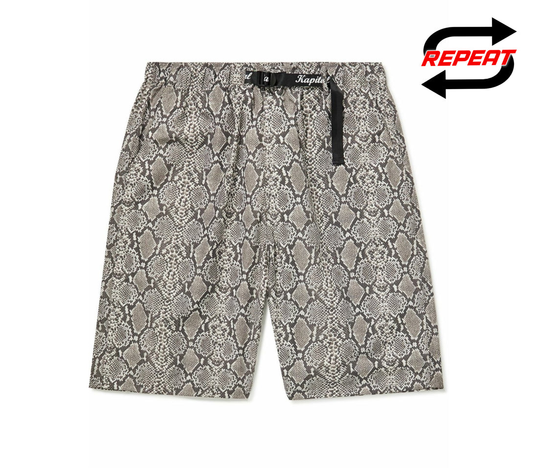 Kapital 'Snake-Print Taffeta' Shorts (Grey)