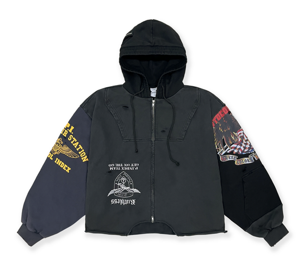 Protocol Index 'Ruthless' Upside Down Zip-Up (Black) | Repeat