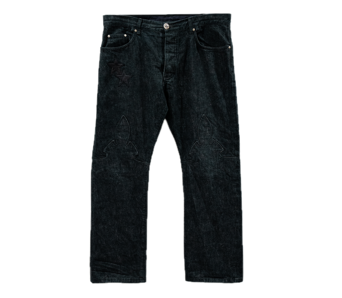 Chrome Hearts 'Star Patch Fleur' Knee Jeans