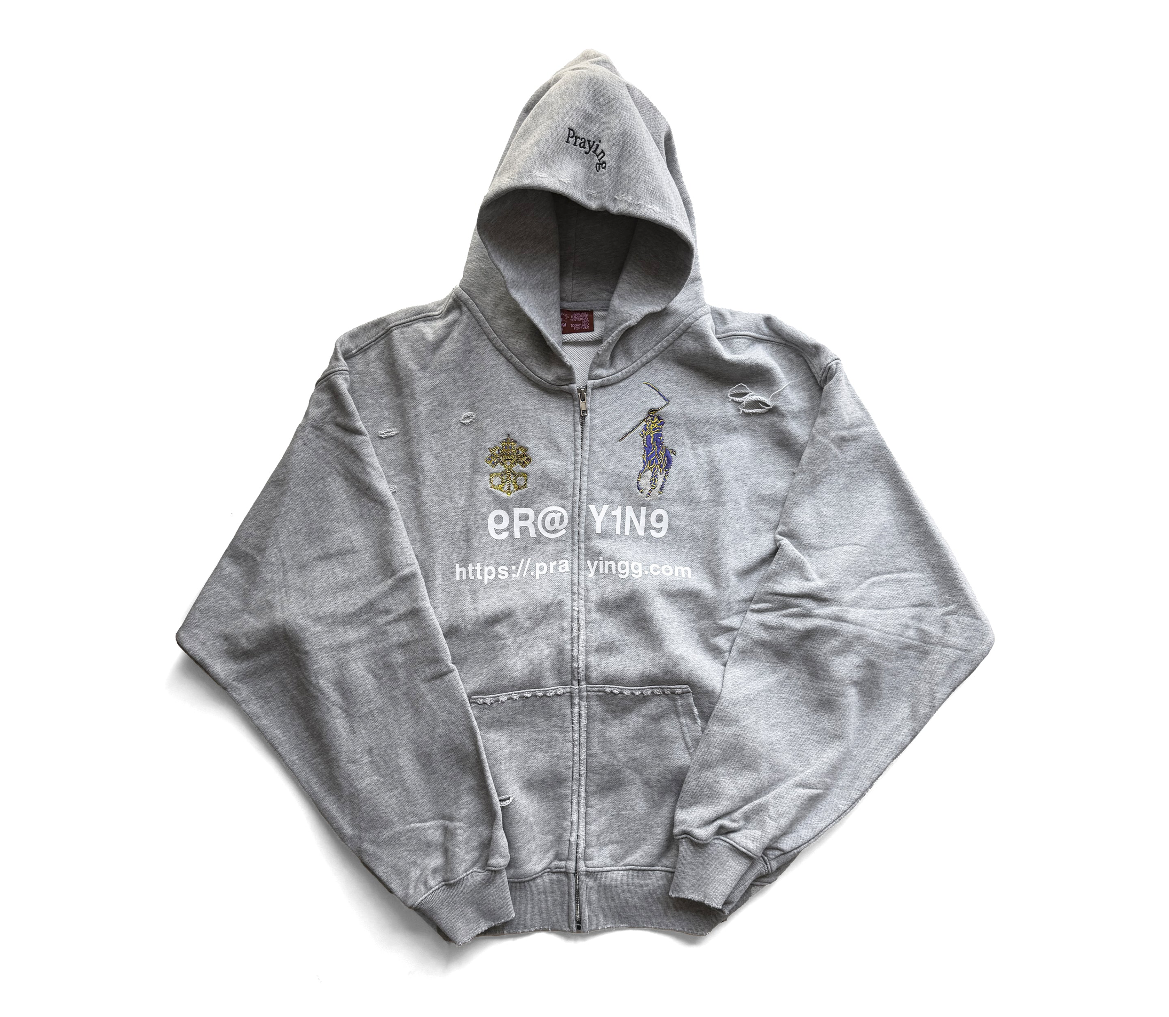 Praying 'Symbolic Destroyed' Zip Up (Gray)