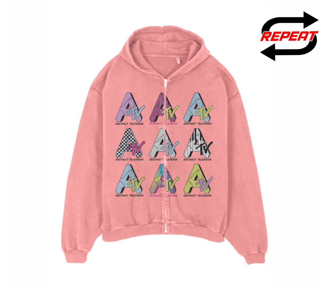 Abstract ‘ATV’ Zip Up (Pink)