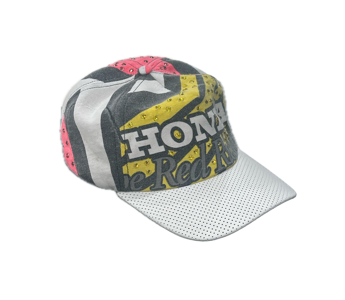 Bossi Vintage Tee 'Rhinestone Honda' Hat (White)