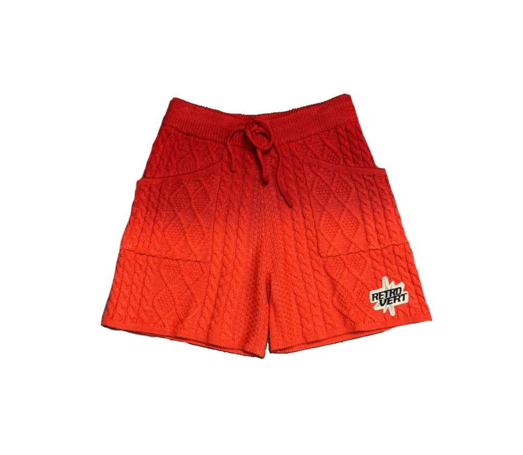 トップス retrovert Knit short pants macra Retrovert 'Gradient Knitted' Shorts (Red) | Repeat Atlanta