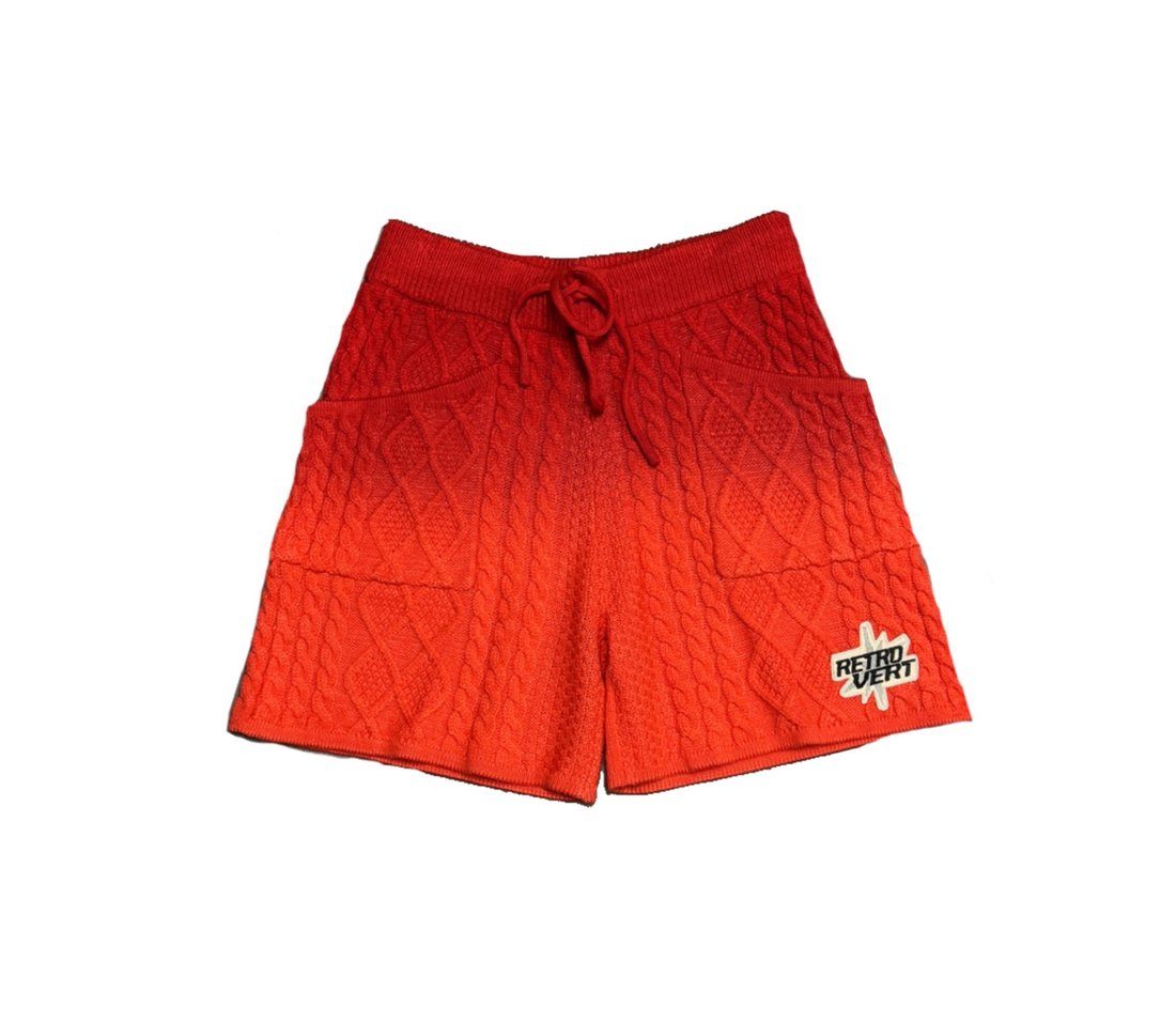 Retrovert 'Gradient Knitted' Shorts (Red)
