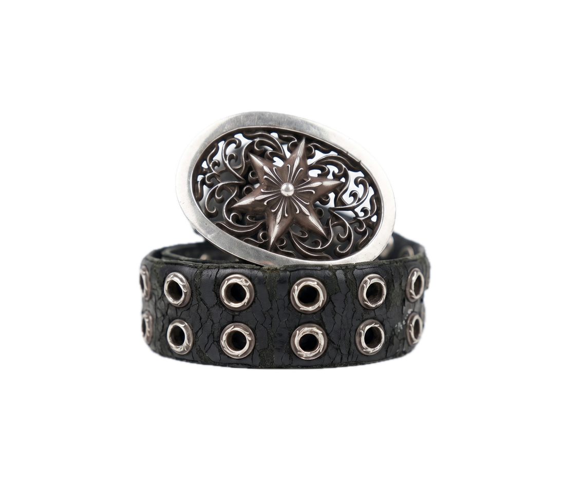Chrome Hearts Oval Star Buckle + Belt (Black) Pre-Owned