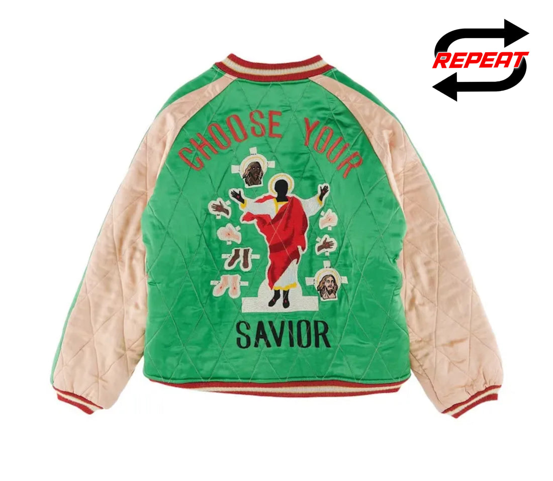 Saint Michael x Denim Tears Reversible Bomber (Green/Black)