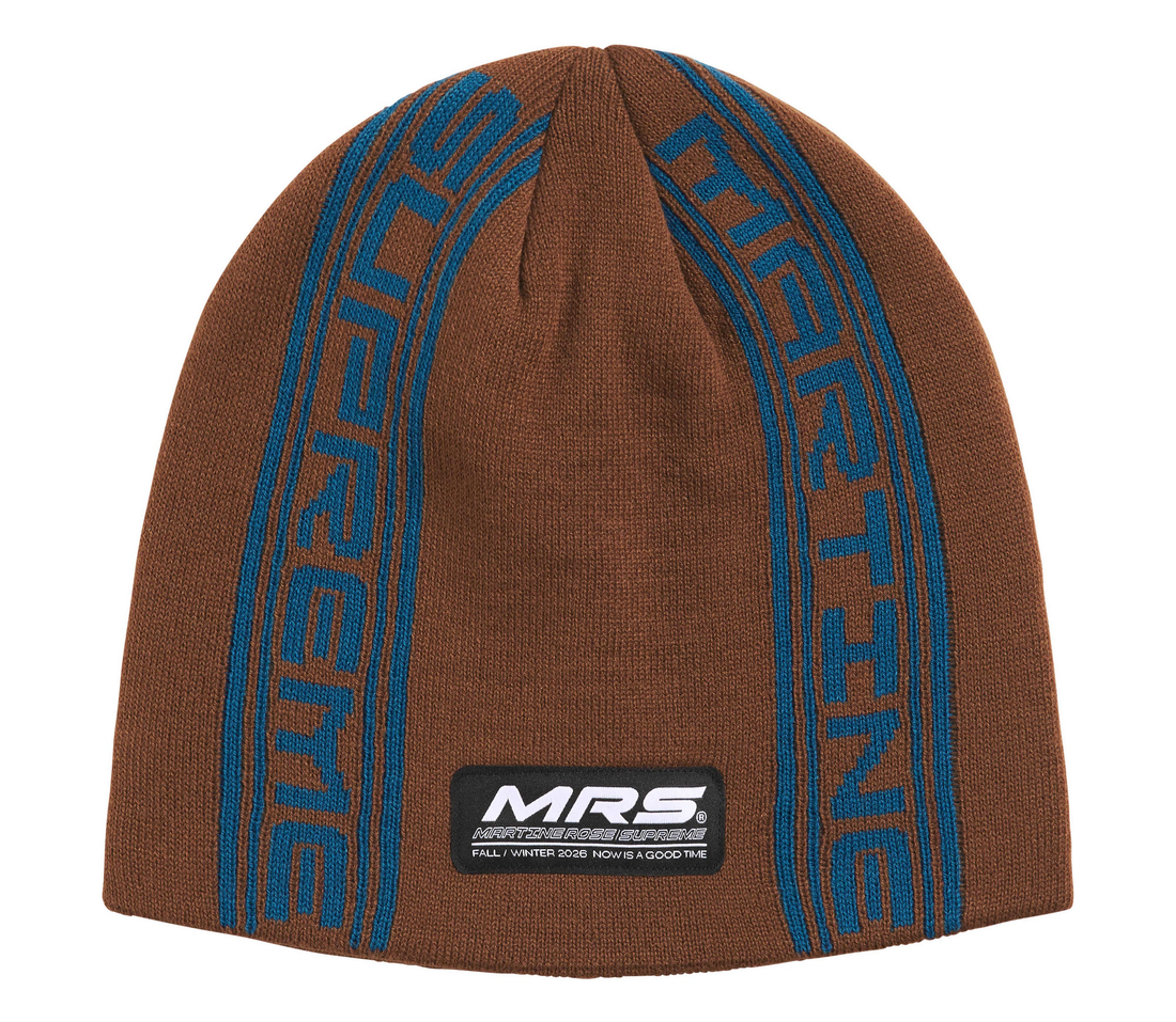 Supreme x Martine Rose 'Jacquard' Beanie (Brown) on white background