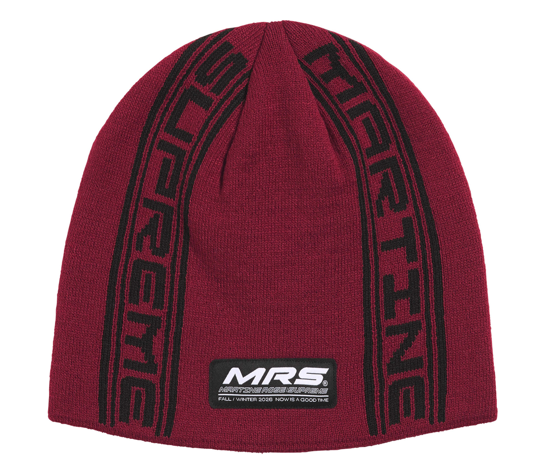 Supreme x Martine Rose 'Jacquard' Beanie (Red) on white background