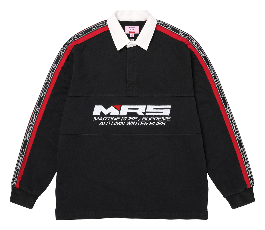 Supreme x Martine Rose 'Rugby' (Black) on white background