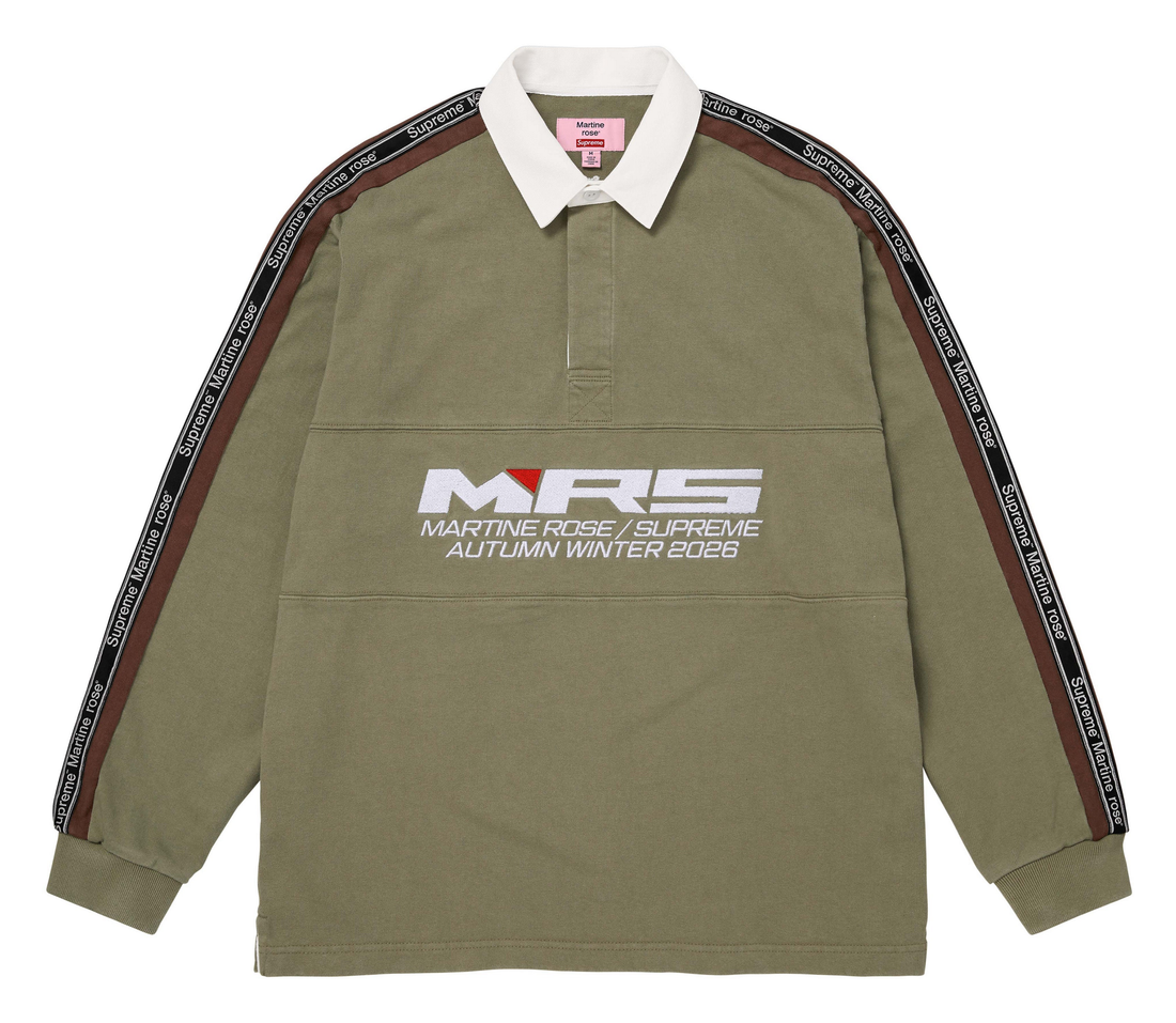 Supreme x Martine Rose 'Rugby' (Olive) on white background