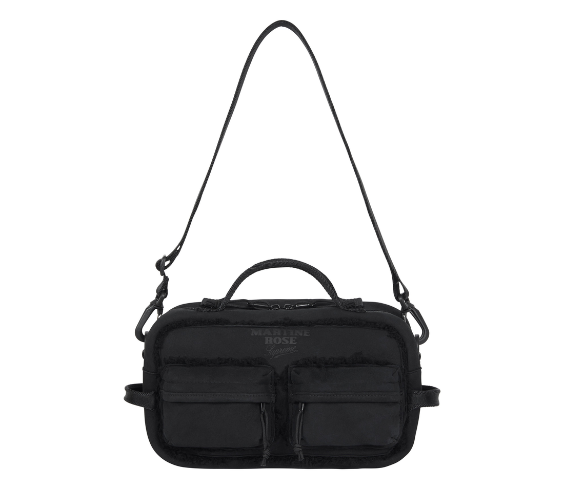 Supreme x Martine Rose Shearling Mini Duffle Bag (Black) on white background