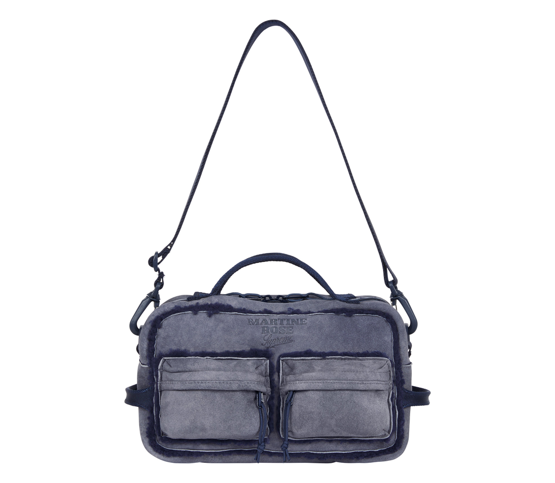 Supreme x Martine Rose Shearling Mini Duffle Bag (Royal) on white background