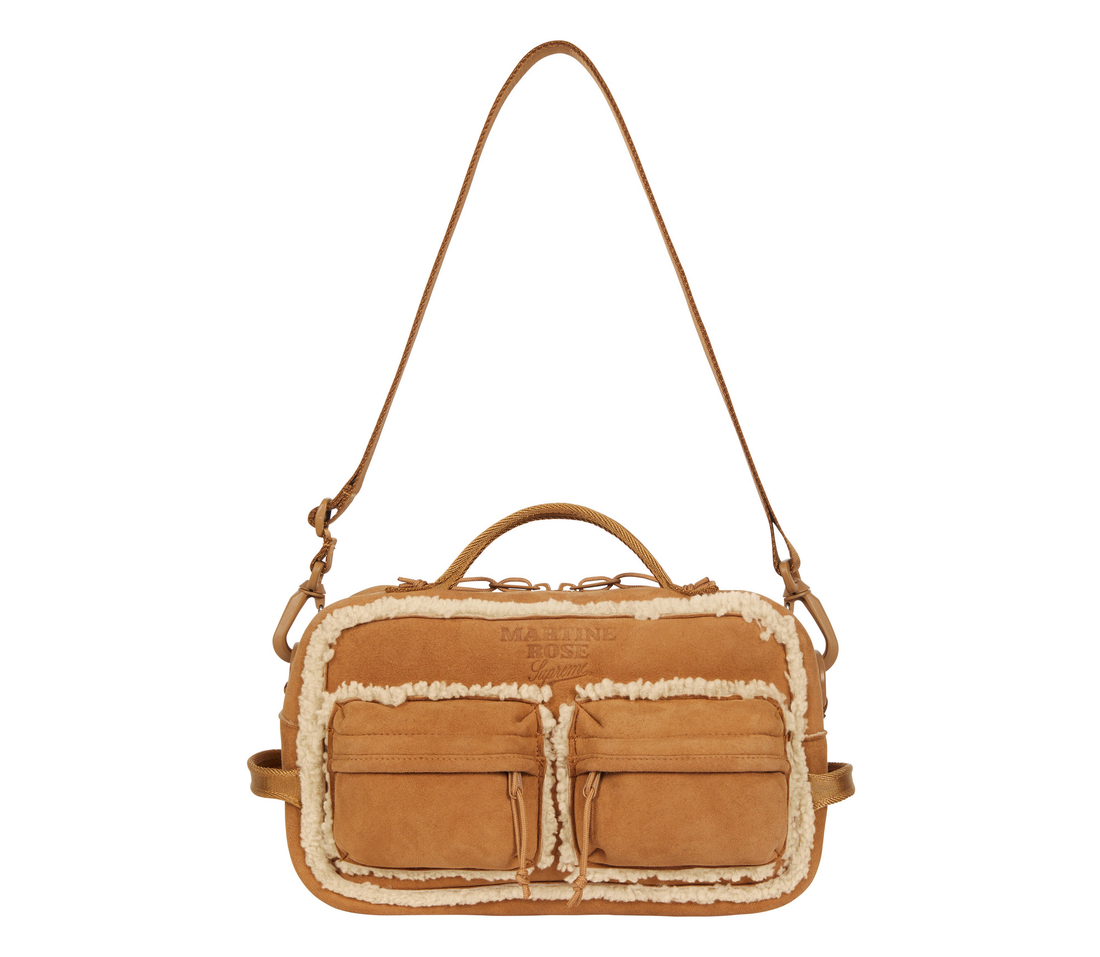 Supreme x Martine Rose Shearling Mini Duffle Bag (Tan) on white background
